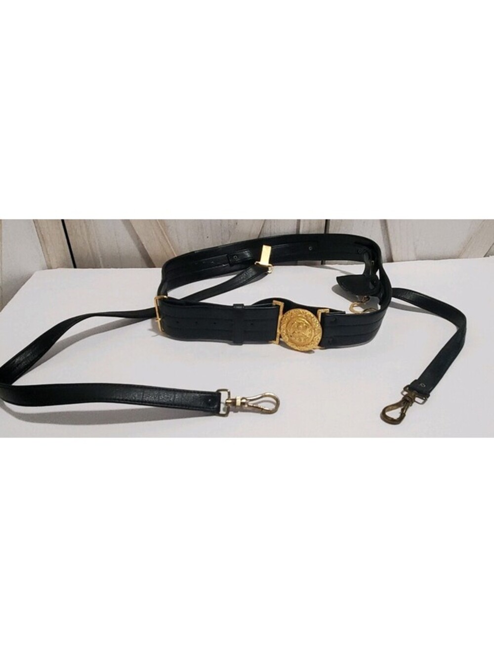 Vtg. US Military Officers Sword Hanger Buckle And Leather Belt Size 34 Vanguard